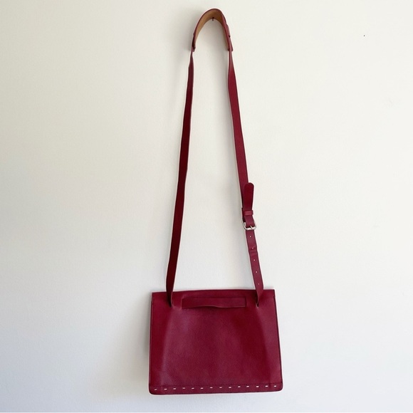 By Malene Birger Crossbody Bag purse red leather envelope medium solid designer - Picture 2 of 15